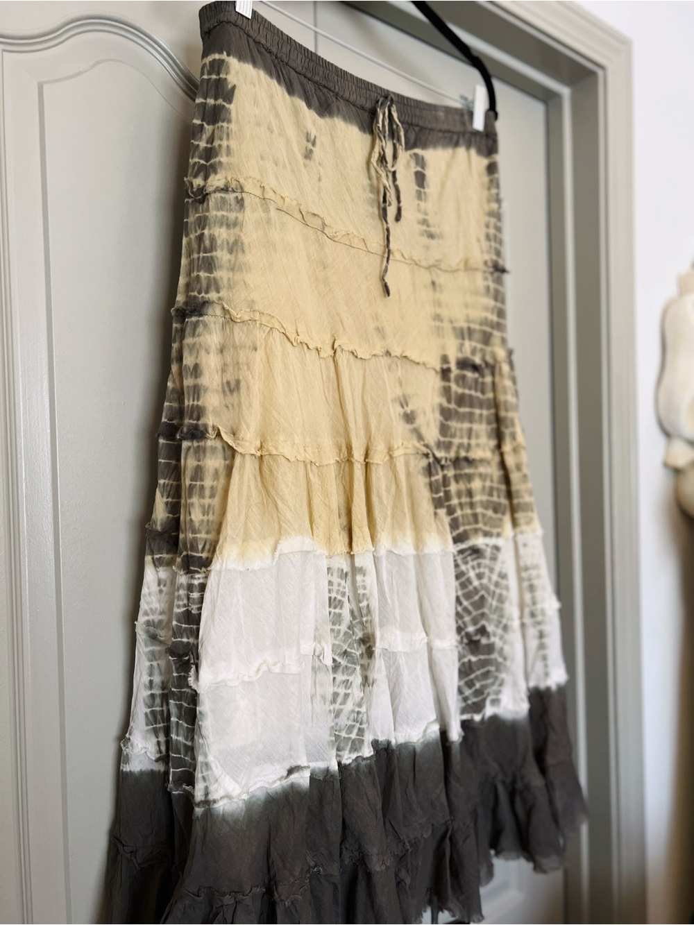 SOLD 💗 Metro Wear 100% Cotton Tie Dye Tiered Maxi Skirt Boho Lagenlook Festival - Picture 4 of 7